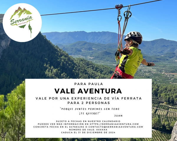 Vale regalo vía ferrata Falconera Gandía Valencia by Serranía Aventura